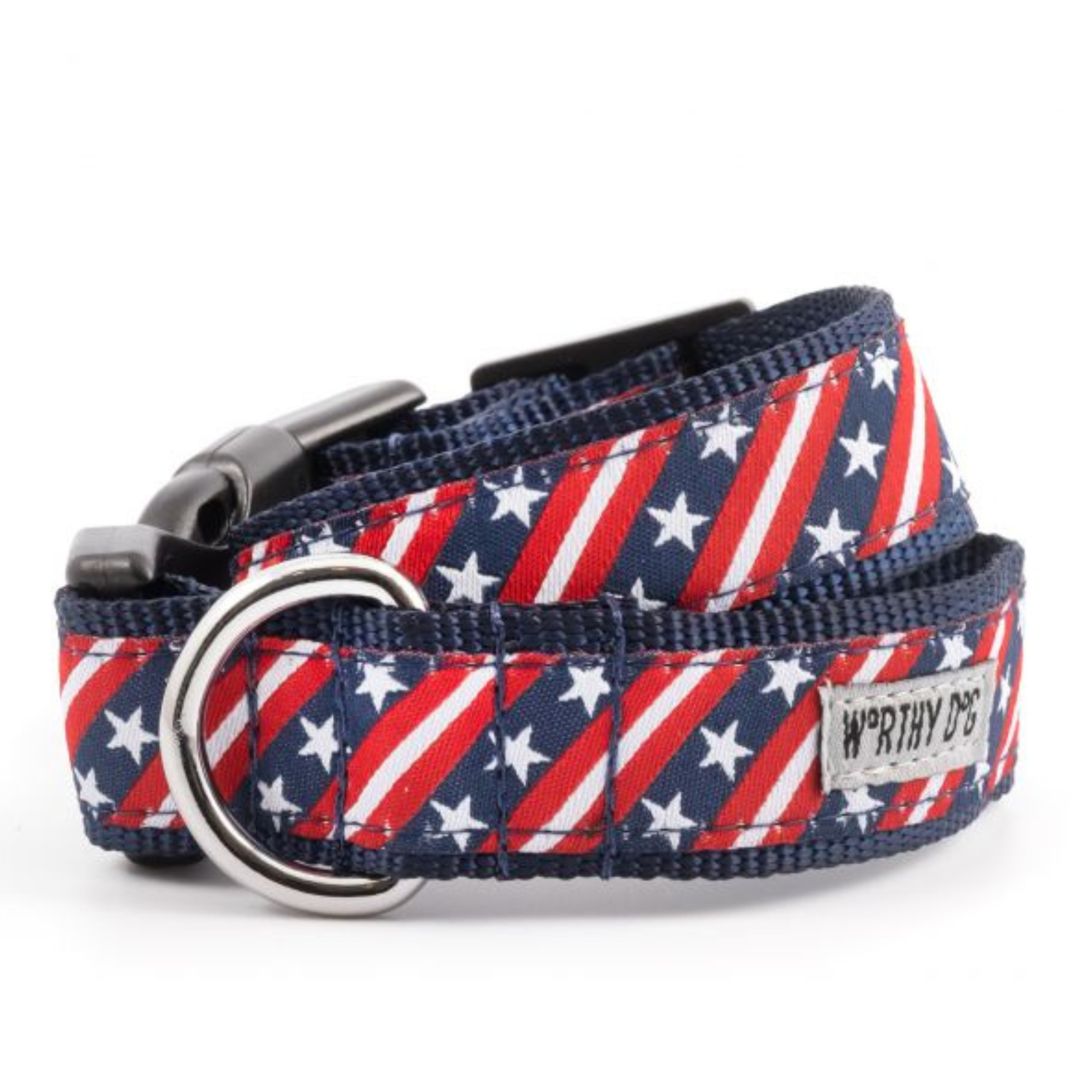The Worthy Dog Bias Stars and Stripes Dog Collar - Mutts & Co.