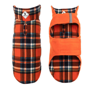 The Worthy Dog Fargo Fleece Reversible Jacket Orange/Navy - Mutts & Co.