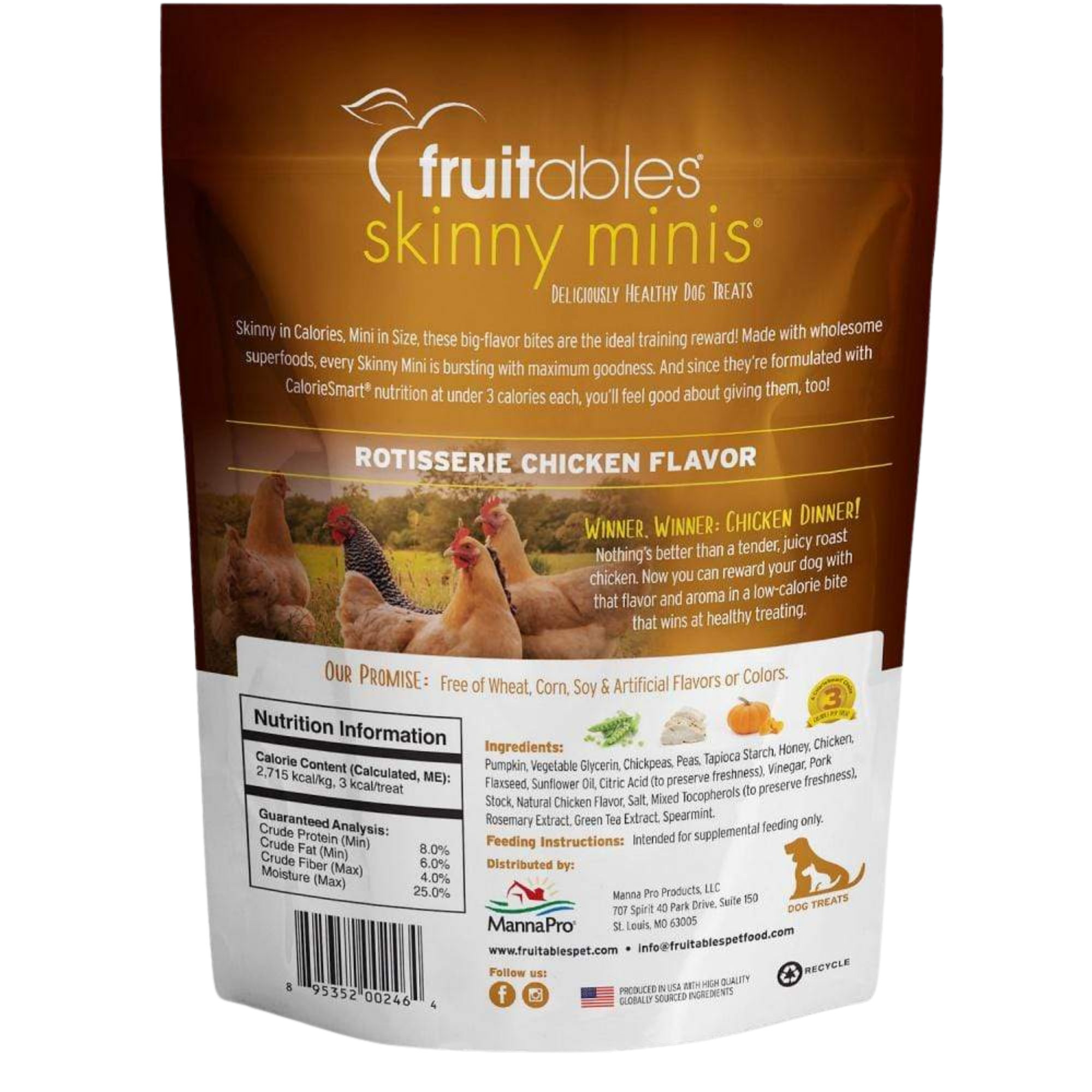 Fruitables Skinny Minis Rotisserie Chicken Flavor Soft & Chewy Dog Treats 5oz - Mutts & Co.