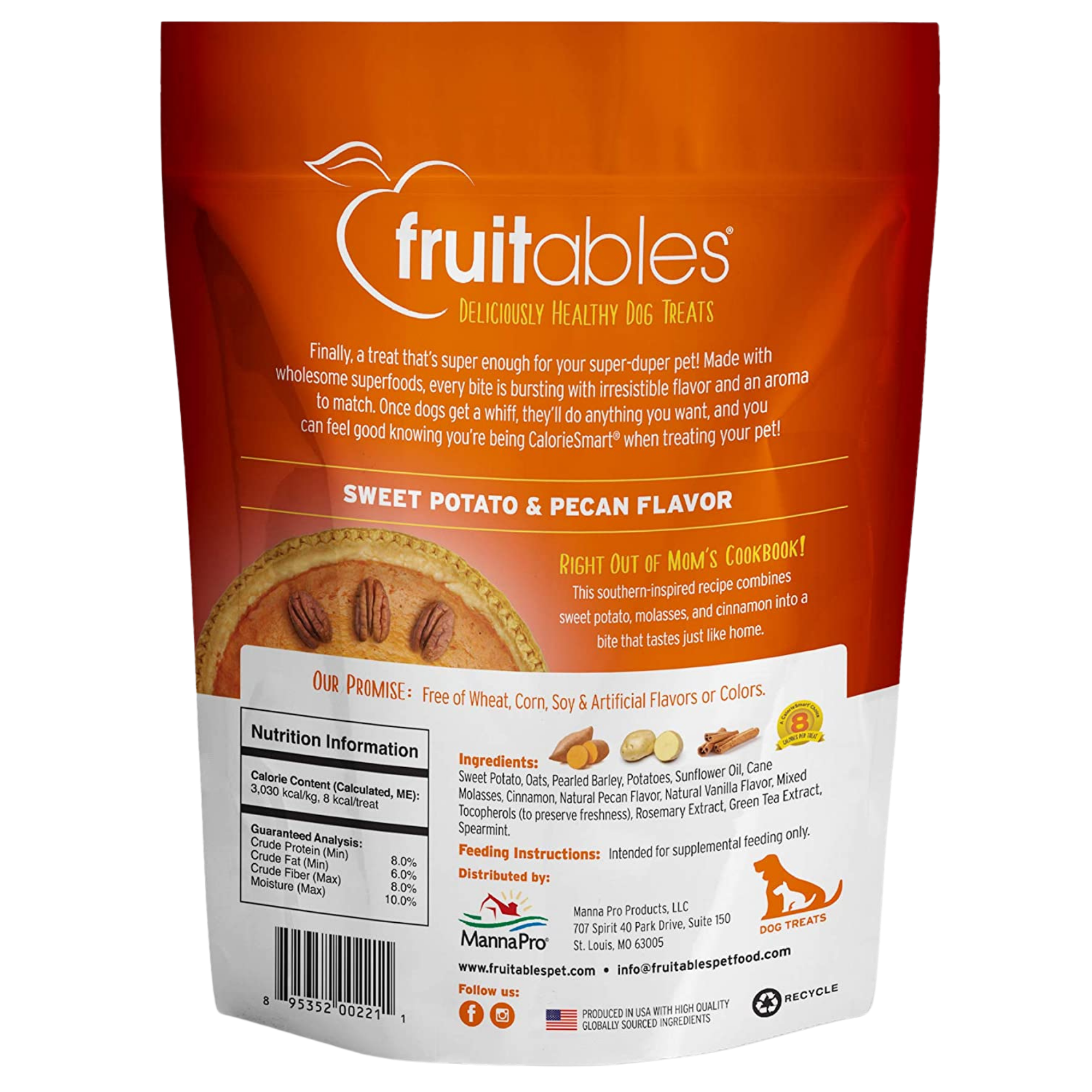 Fruitables Sweet Potato & Pecan Flavor Crunchy Dog Treats 7oz - Mutts & Co.