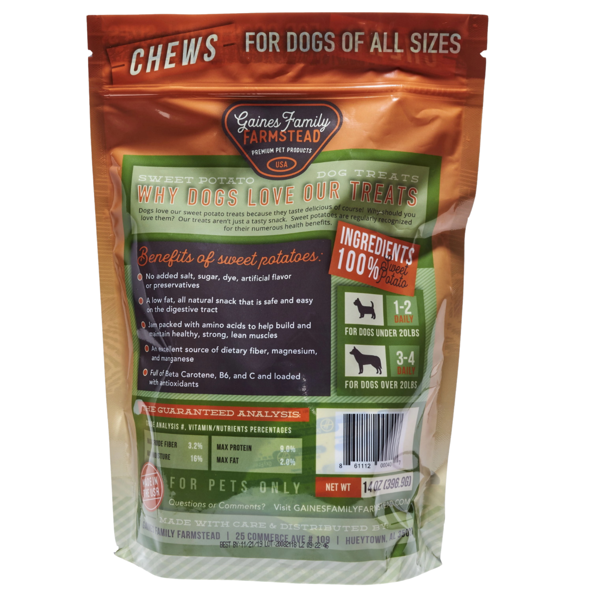 Gaines Family Farmstead Sweet Potato Chews Dog Treats - Mutts & Co.
