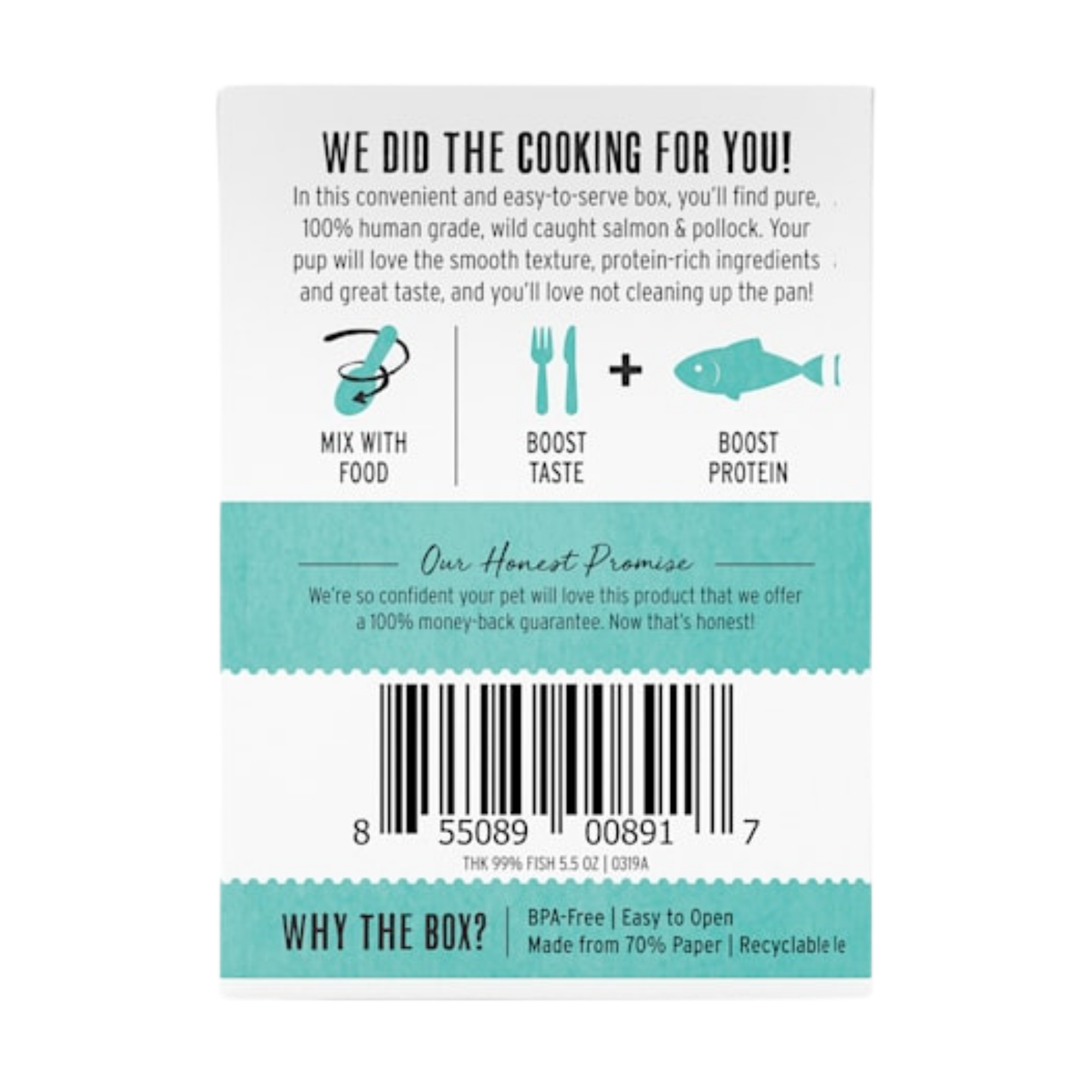 The Honest Kitchen Meal Boosters 99% Salmon & Pollock For Dogs, 5-oz Box - Mutts & Co.