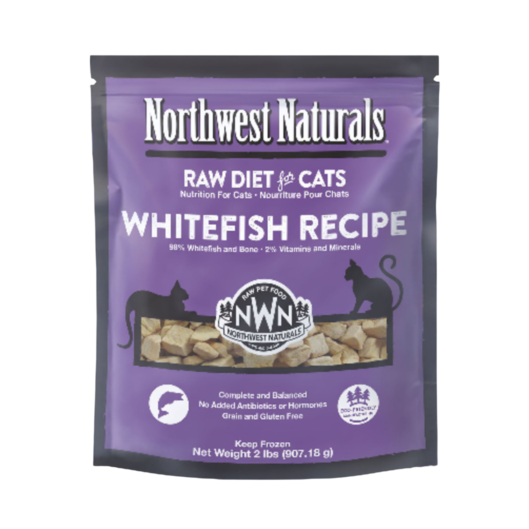 Northwest Naturals Raw Frozen Whitefish Nibbles Cat Food 2 lb