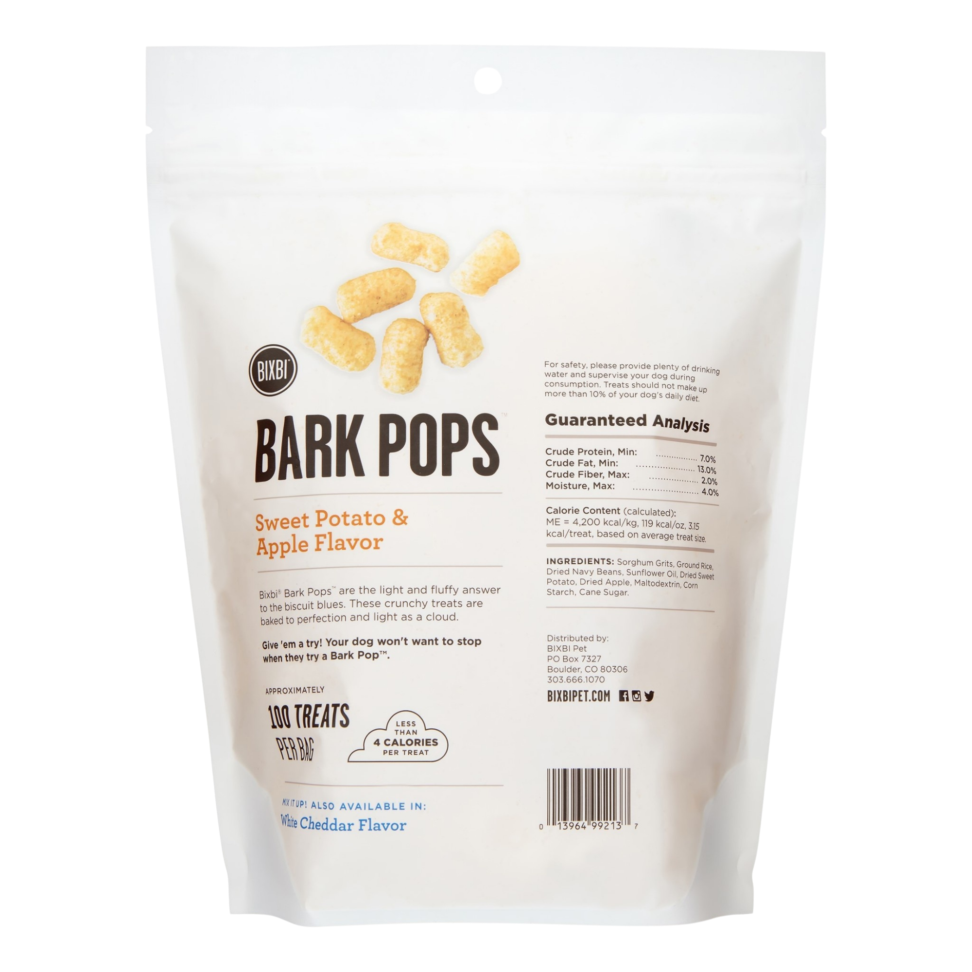 Bixbi Bark Pops Sweet Potato & Apple Flavor Light & Crunchy Dog Treats, 4-oz bag - Mutts & Co.
