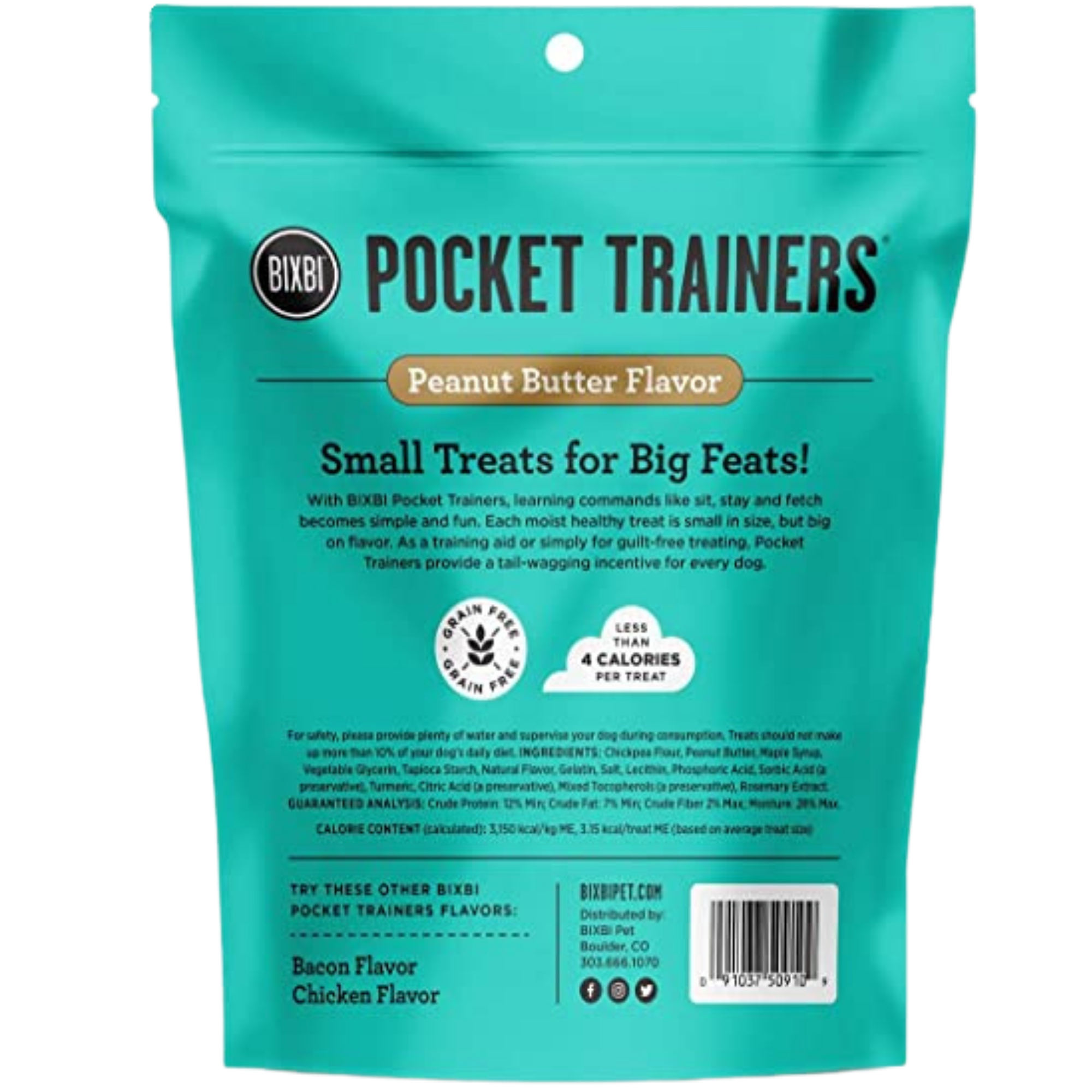 Bixbi Pocket Trainers Peanut Butter Dog Treats 6oz - Mutts & Co.