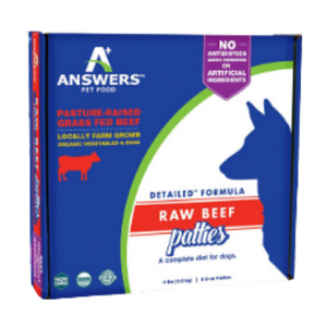 Answers Pet Food Detailed Formula Beef Raw Frozen Dog Food 4 lb Carton