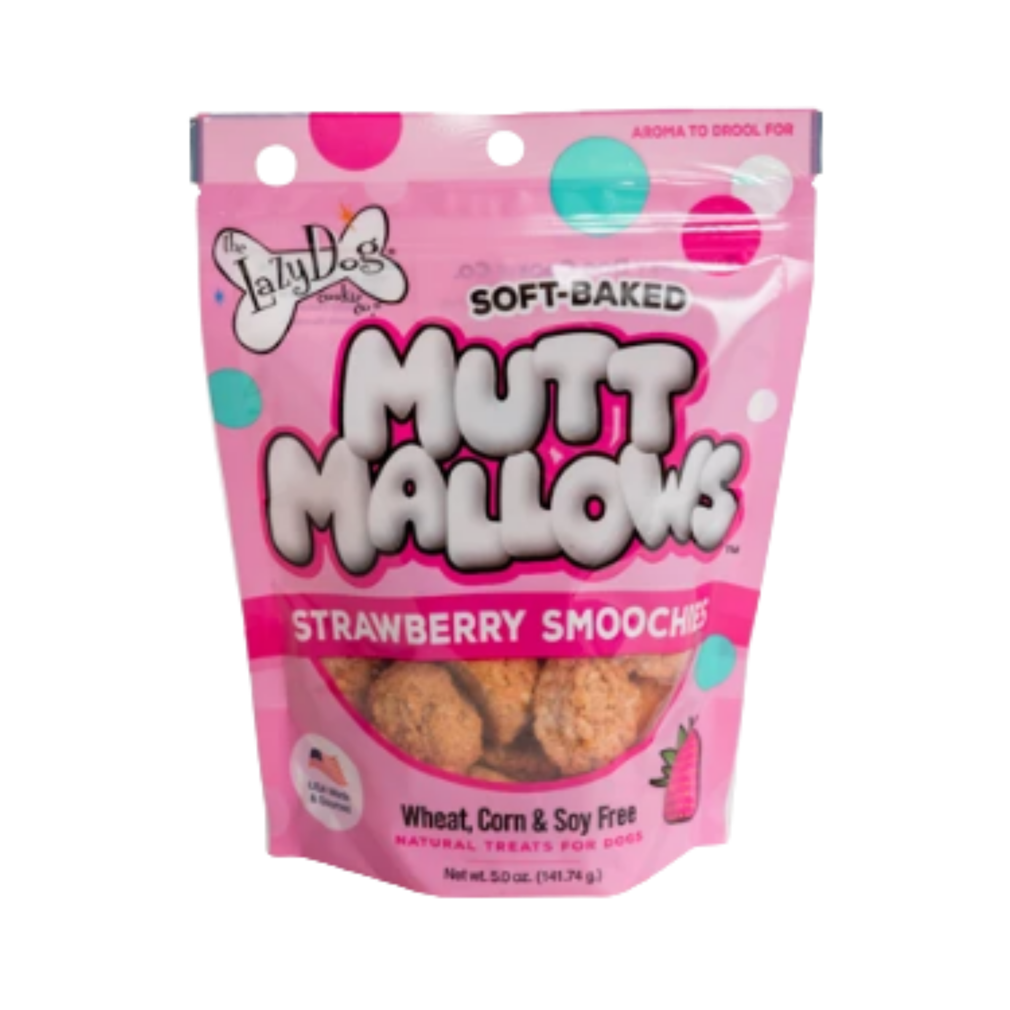 The Lazy Dog Cookie Company Strawberry Smoochies Mutt Mallows Treats, 5 oz - Mutts & Co.