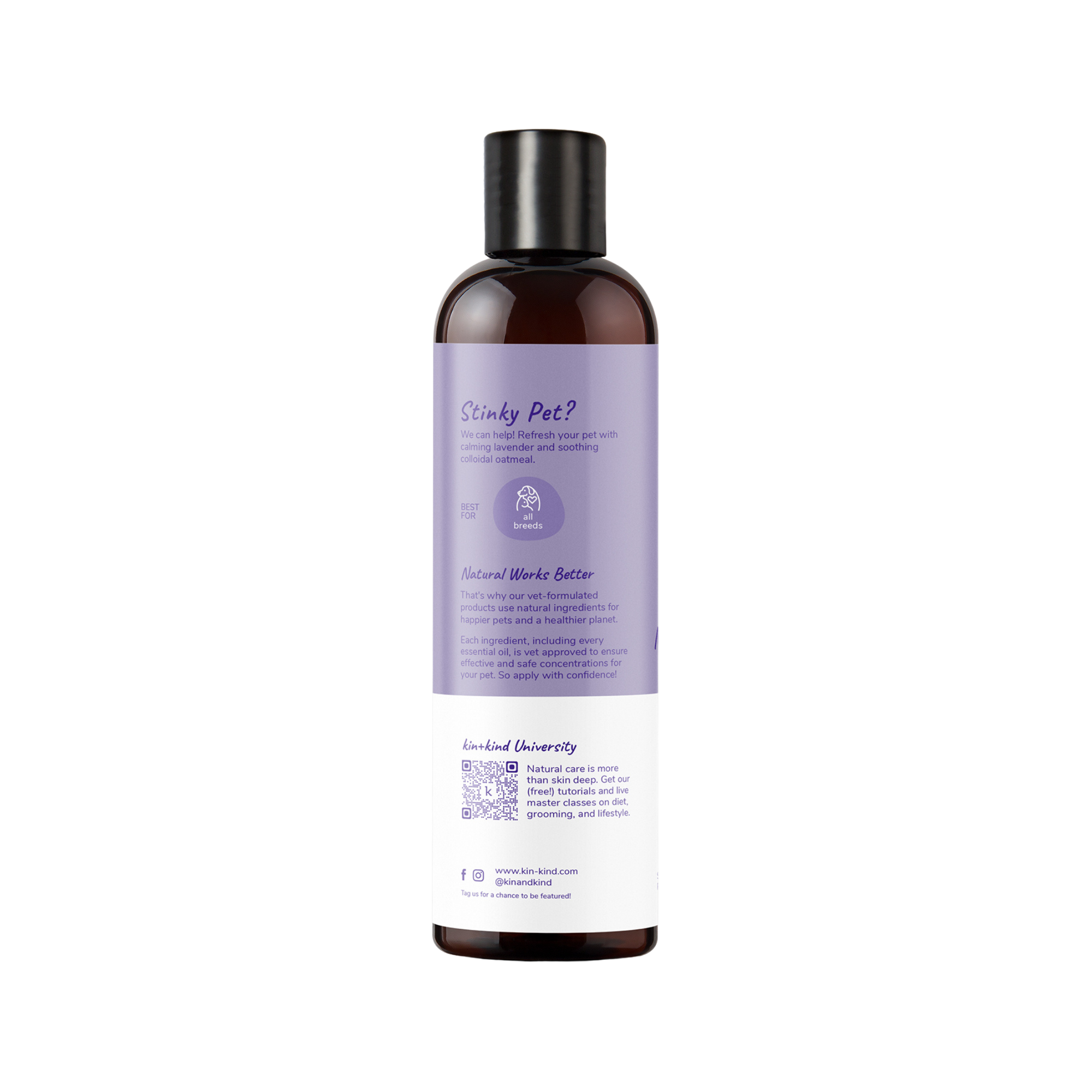 Kin+Kind Oatmeal Natural Shampoo for Dogs & Cats Lavender, 12 oz - Mutts & Co.