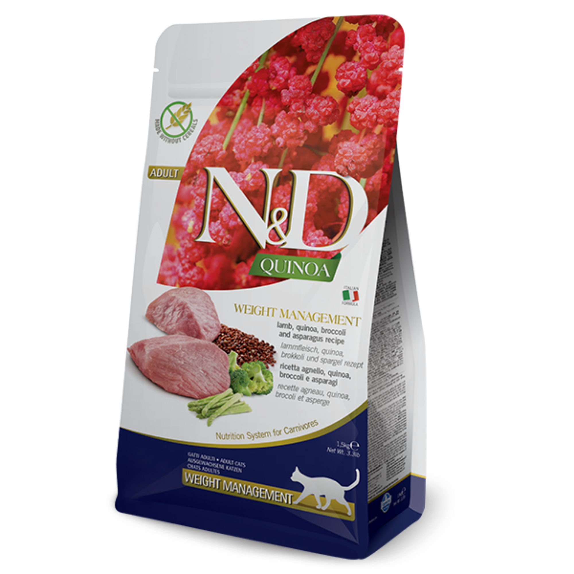 Farmina Natural & Delicious Quinoa Weight Management Lamb Dry Cat Food 3.3 lbs - Mutts & Co.