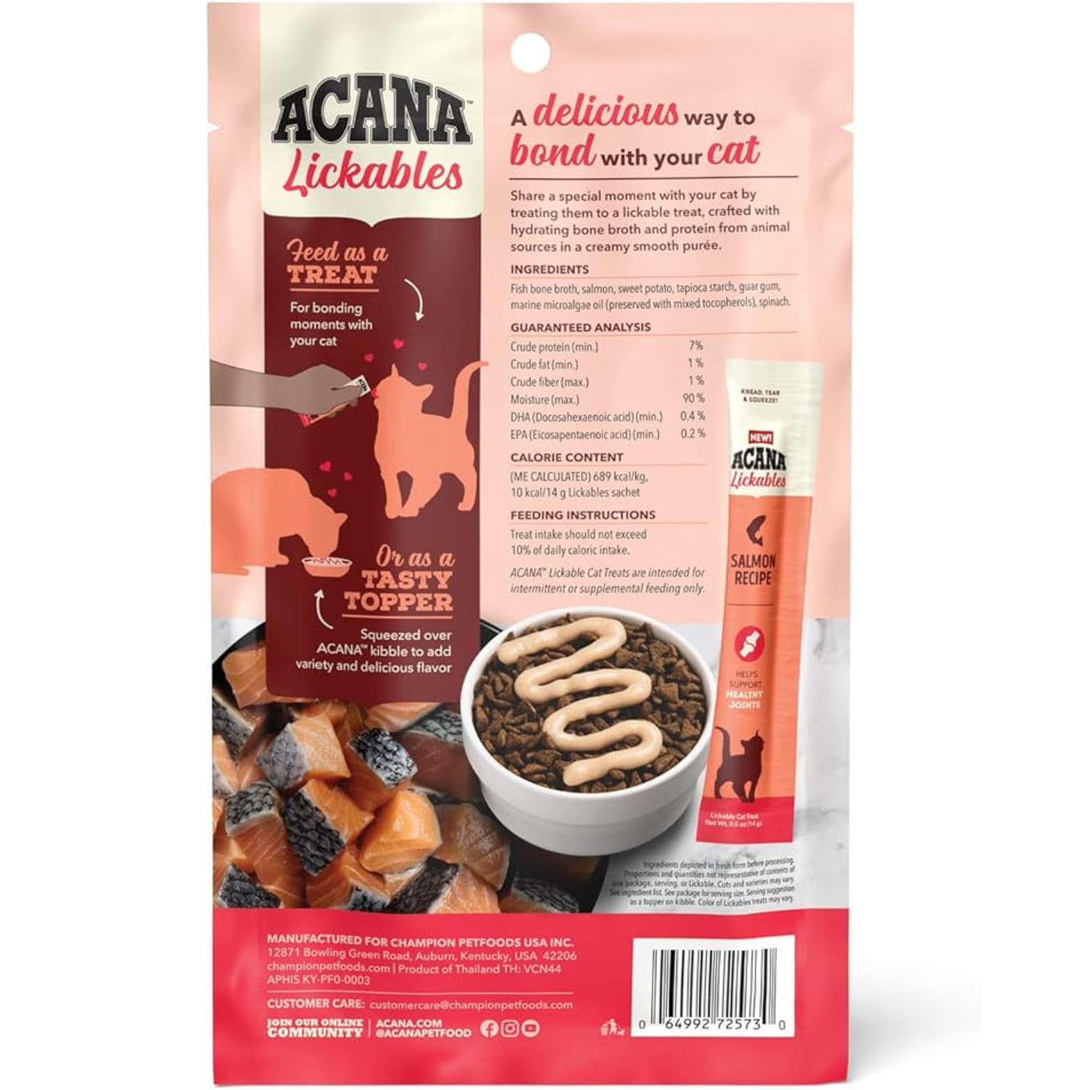 Acana Lickables Healthy Joints Salmon Recipe Cat Treats, 2.5 oz, 5 count