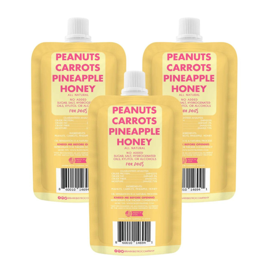 Bark Bistro Carrot Cake Budder Dog Peanut Butter Squeeze Packs 4oz