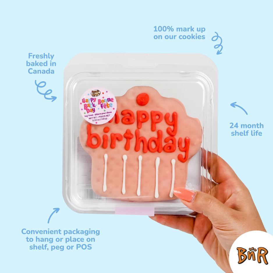 Bosco & Roxy's Prepackaged Giant Happy Birthday Cupcake Pink Dog Treat