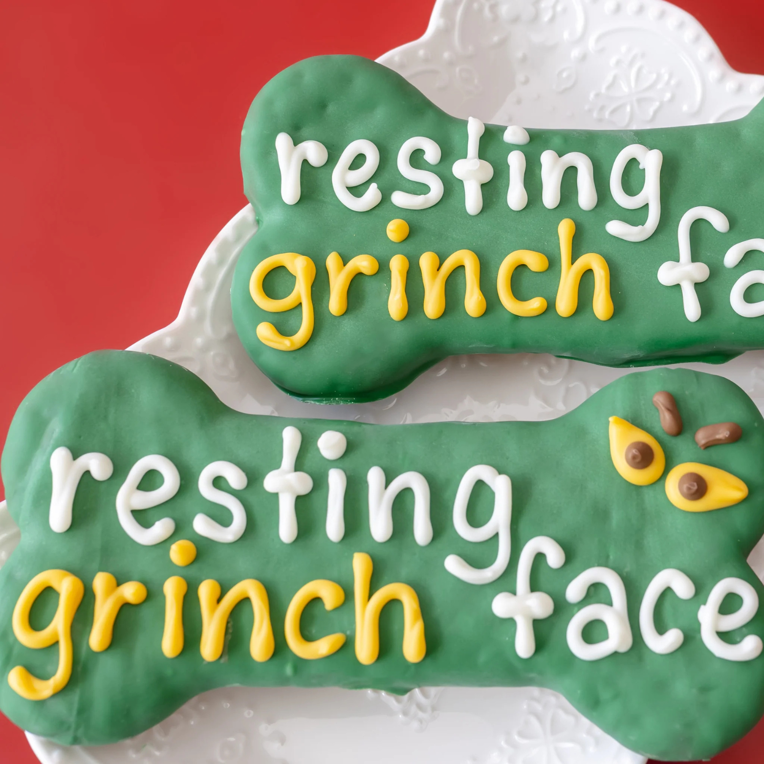 Bosco & Roxy's Resting Grinch Face Large Bone Holiday Gourmet Cookie