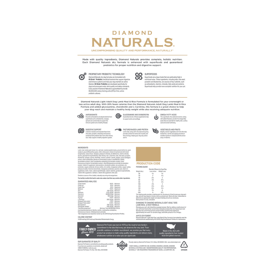 Diamond Naturals Lite Formula Dry Dog Food - Mutts & Co.
