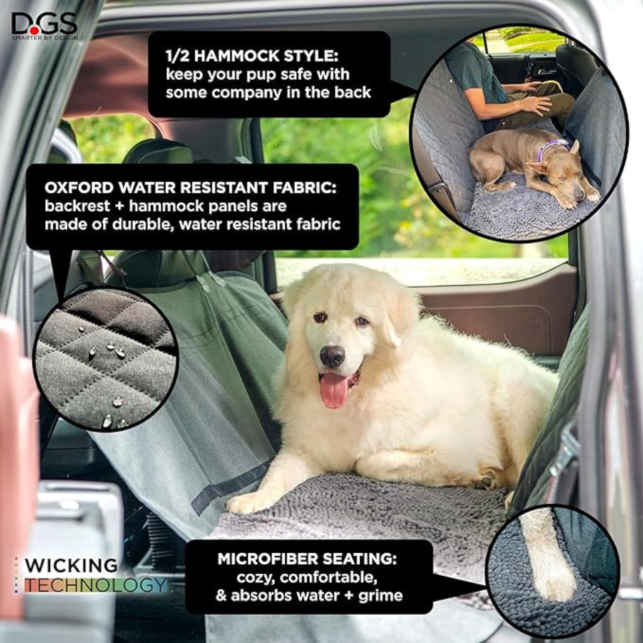 Dog Gone Smart Dirty Dog 3-in-1 Car Seat Cover & Hammock Black