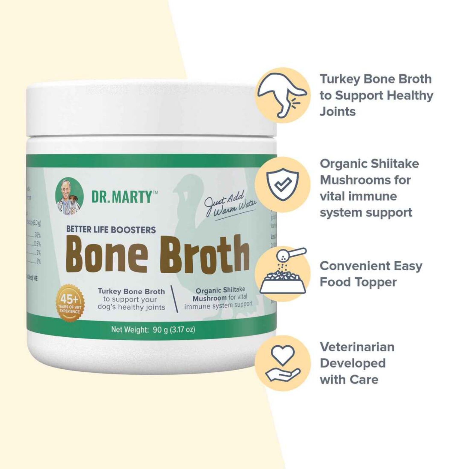 Dr. Marty Better Life Boosters Turkey Bone Broth Powder for Dogs 3.17 oz