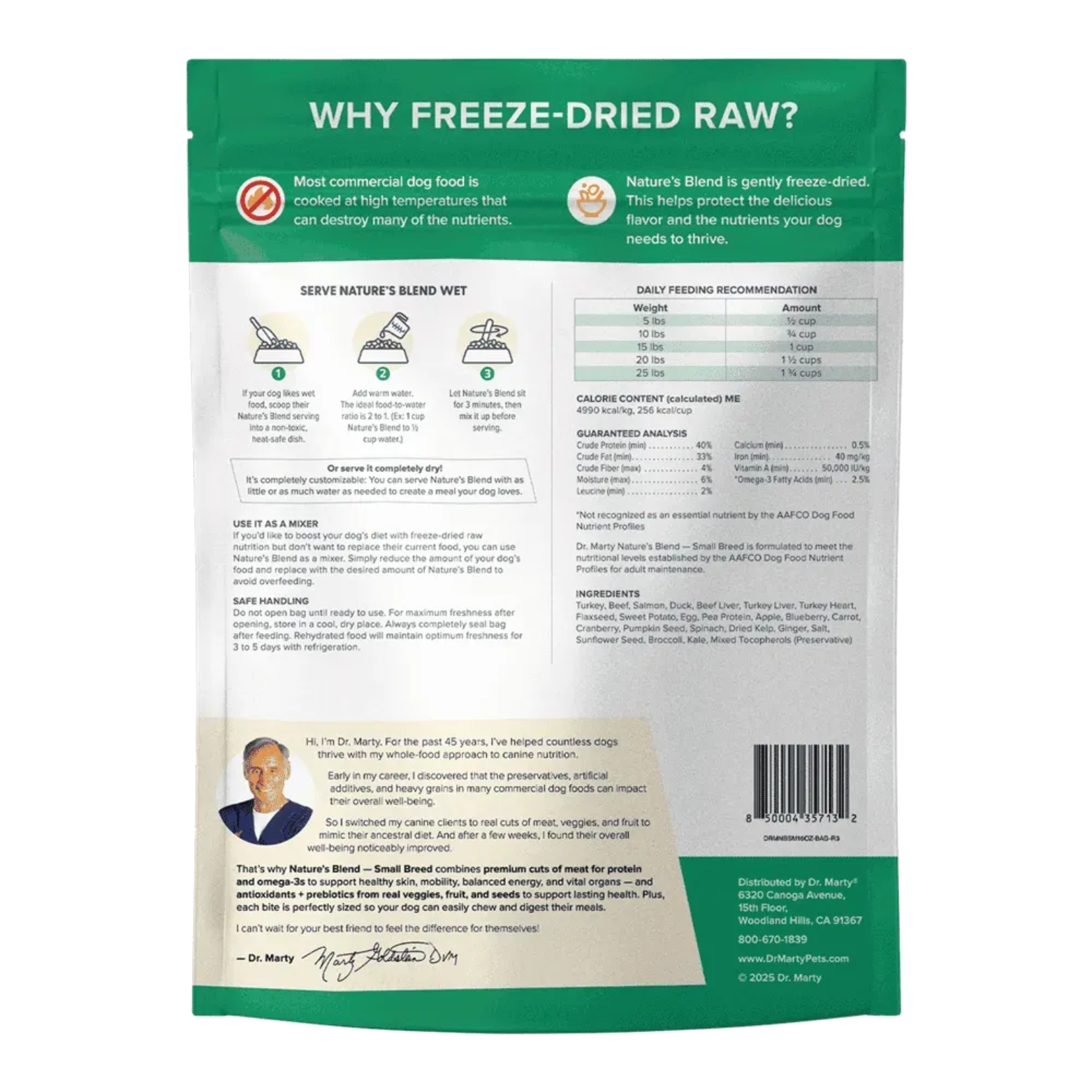 Dr. Marty Freeze Dried Raw Dog Food Small Breed Turkey Beef Salmon & Duck Nature's Blend