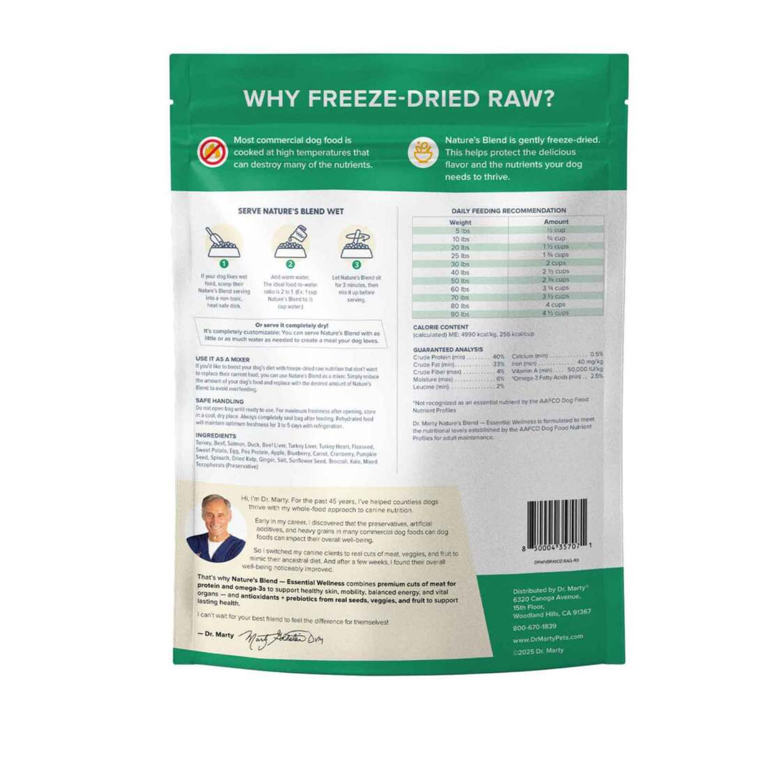 Dr. Marty Freeze Dried Raw Dog Food Turkey Beef Salmon & Duck Essential Wellness Nature's Blend