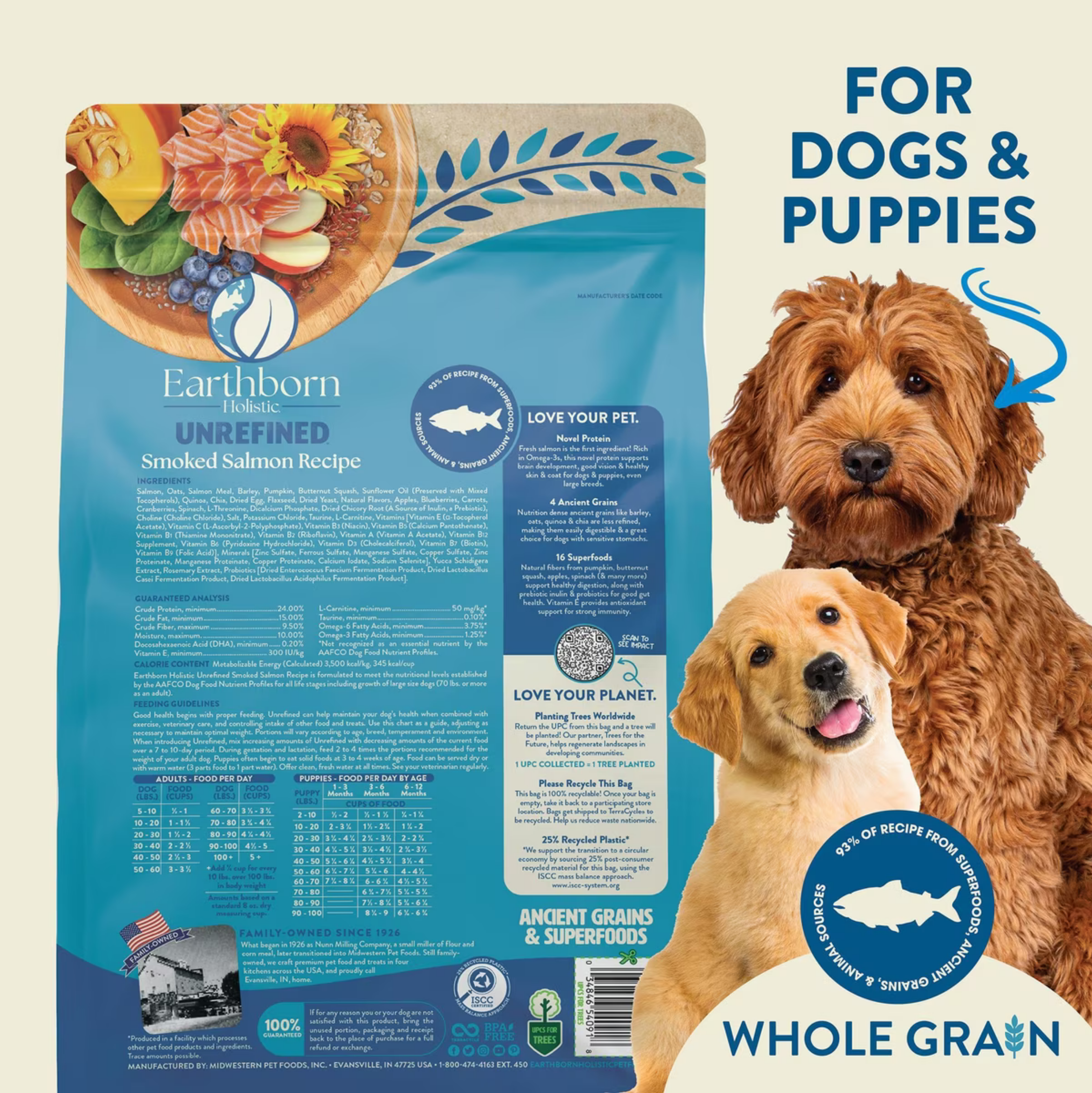 Earthborn Holistic Unrefined Smoked Salmon with Ancient Grains & Superfoods Dry Dog Food 4-lb