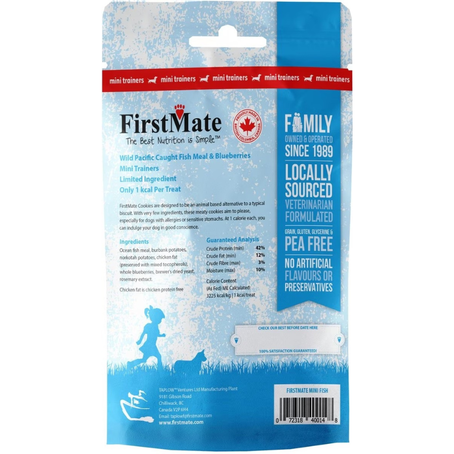 FirstMate Wild Pacific Caught Fish Meal & Blueberry Mini Trainers Dog Treats, 8 oz