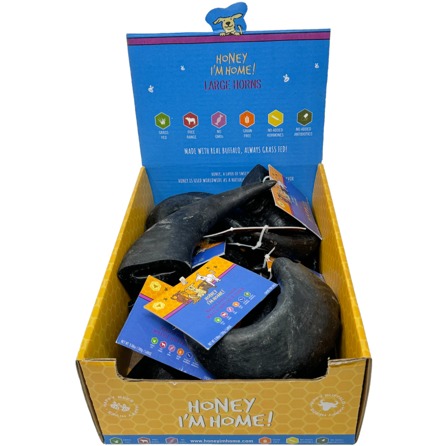 Honey I'm Home Water Buffalo Horn Chew for Dogs Bulk