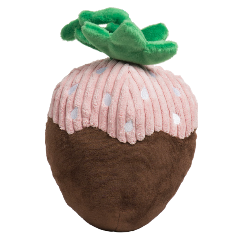 HuggleHounds Valentine's Day Dipped Strawberry Plush Dog Toy