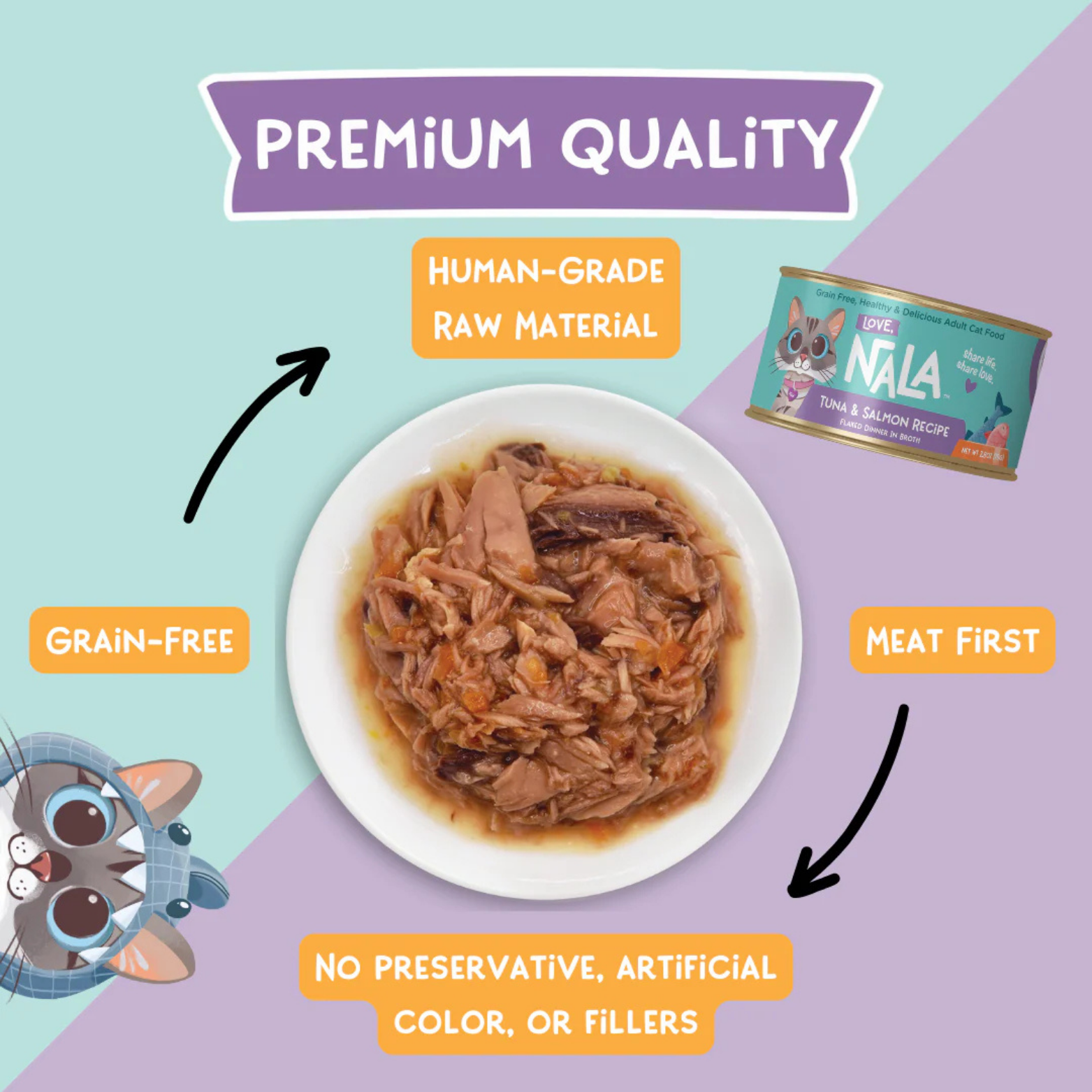 Love, Nala Flaked Variety Pack Grain-Free Adult Wet Cat Food 2.8 oz, Case of 12