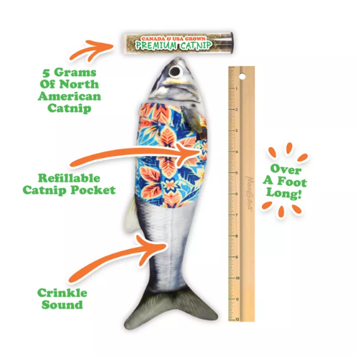 Meowijuana Get Kickin' Big Fish Refillable Catnip Kicker Toy