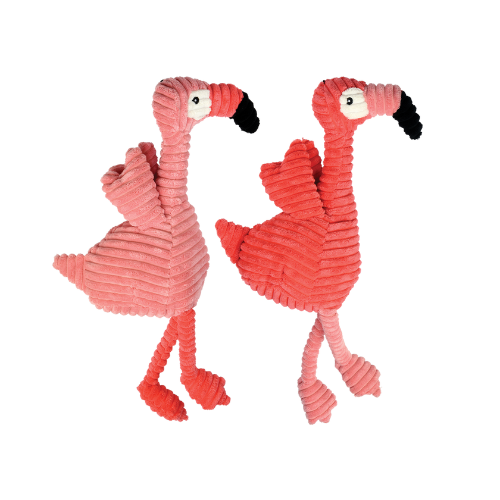 Multipet Pet Envy Corduroy Flamingo Plush Dog Toy