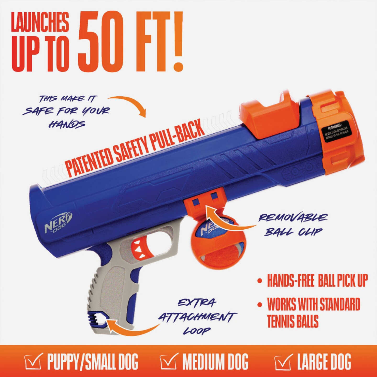 Nerf Dog 16" Blaster Dog Toy with Ball Clip