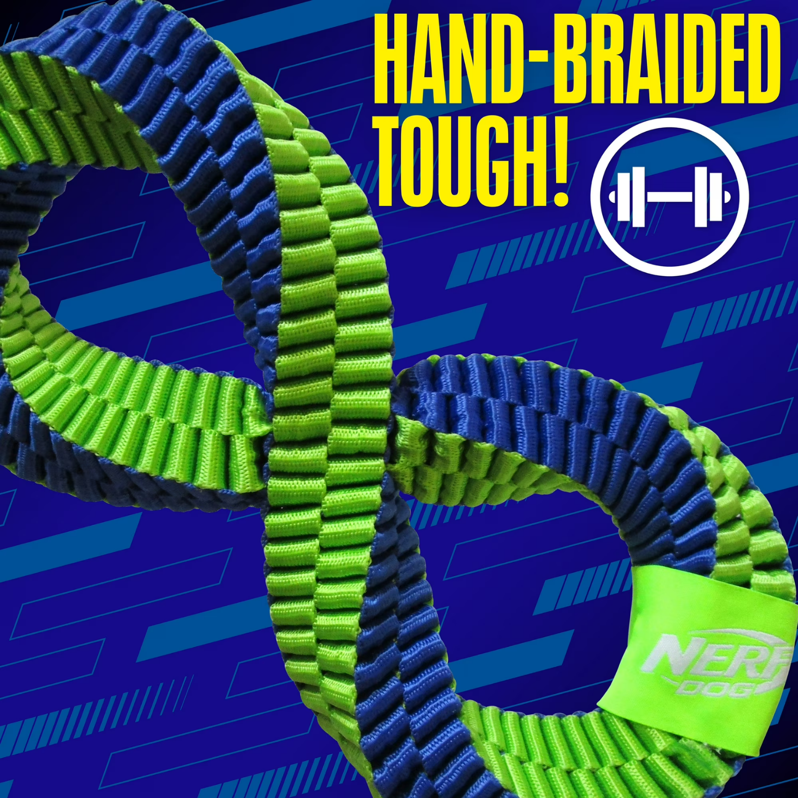 Nerf Dog Infinity Tuff Tug Dog Toy with Durable Braided Nylon, 12 inch
