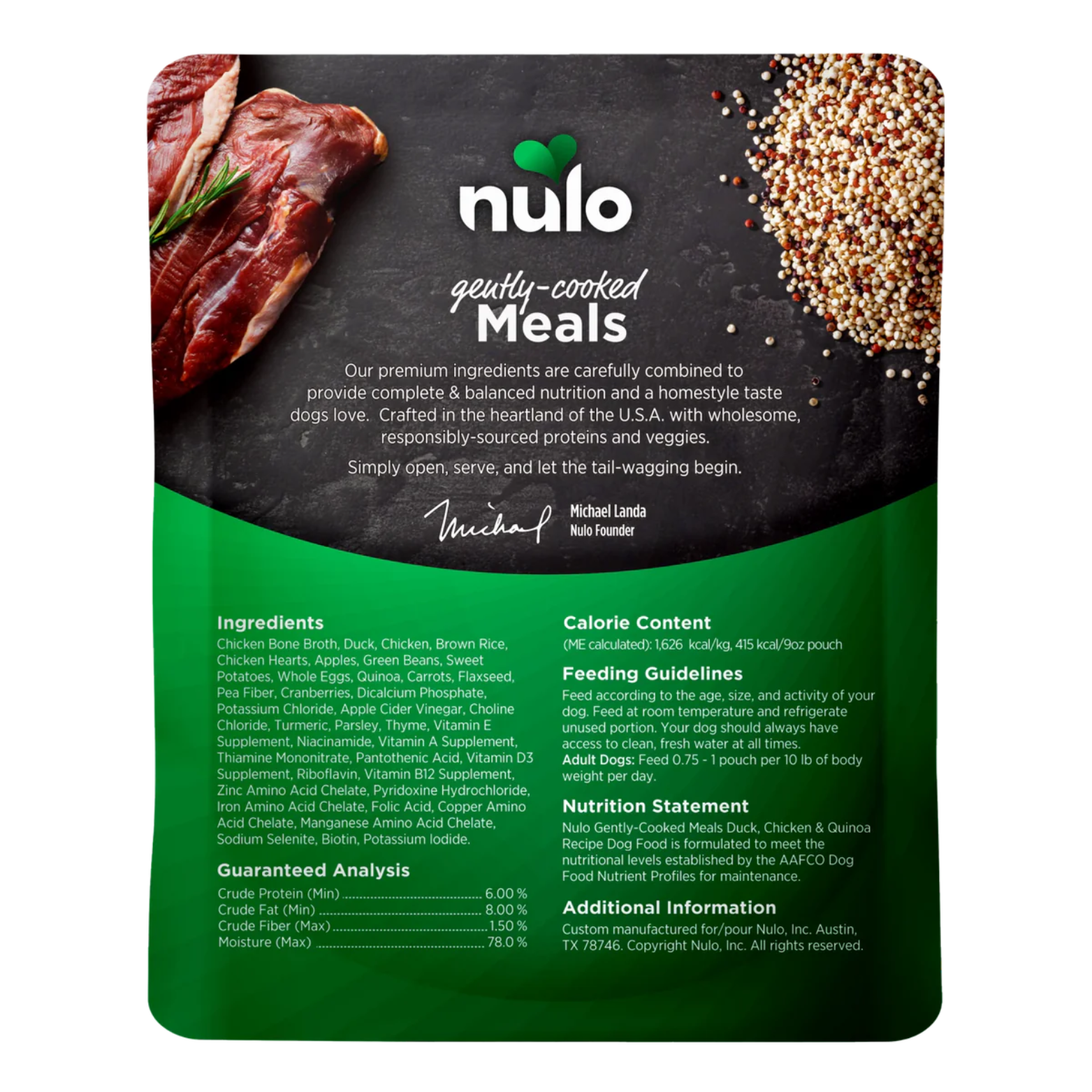 Nulo Freestyle Gently Cooked Meals Duck, Chicken & Quinoa Recipe 9 oz