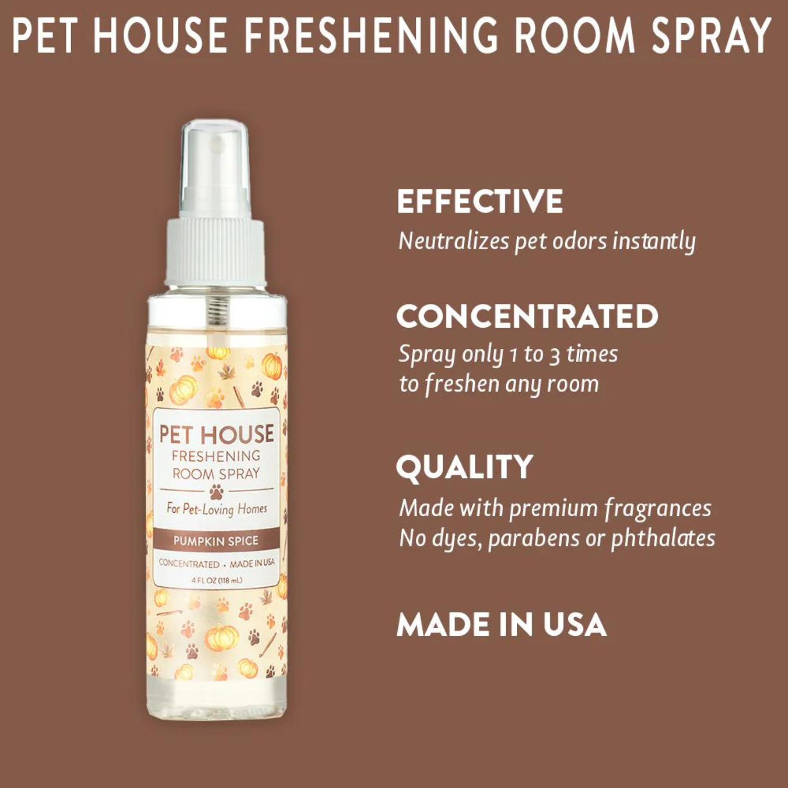 Pet House by One Fur All Pumpkin Spice Seasonal Room Spray 4 oz