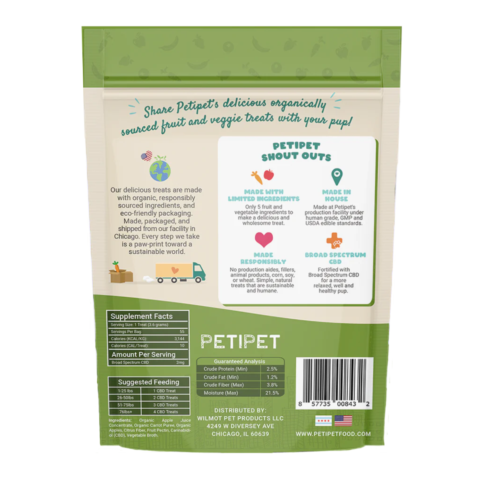 Petipet Broad Spectrum CBD Soft Chew Anxiety Supplement for Dogs, 7-oz bag