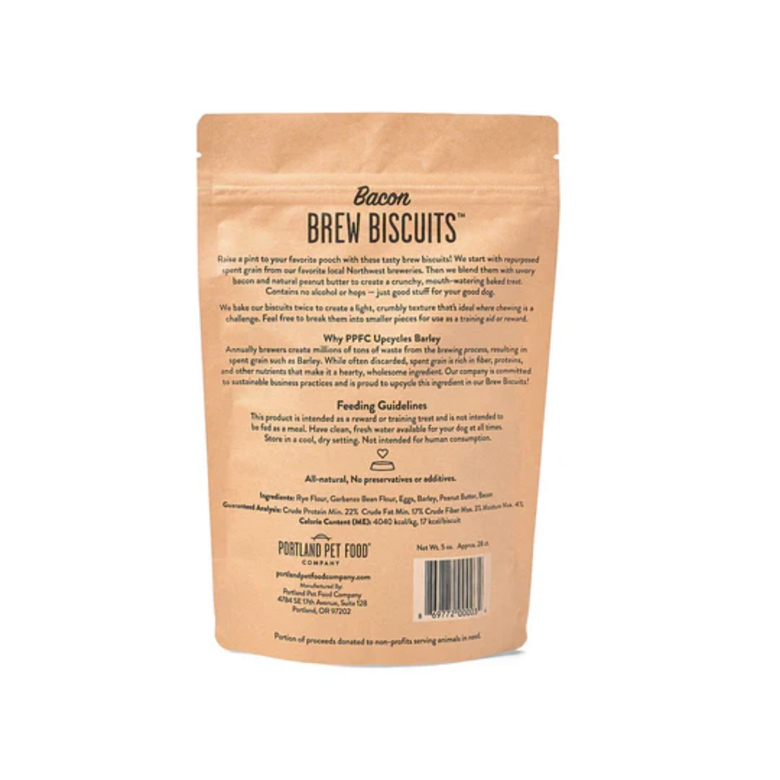 Portland Pet Food Company Bacon Brew Biscuits Crunchy Dog Treats 5oz