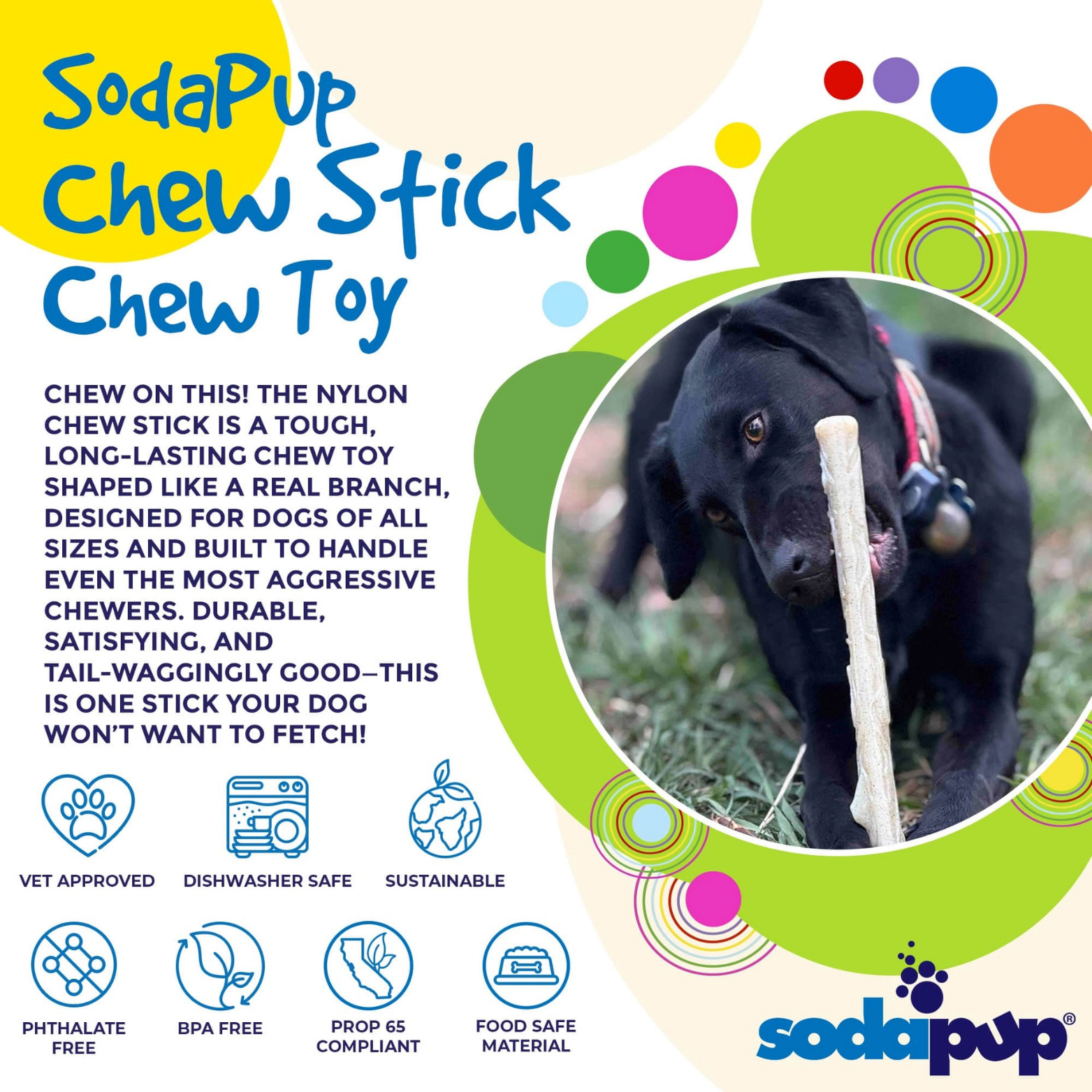 SodaPup Ultra Durable Nylon Dog Chew Stick, Glow In the Dark