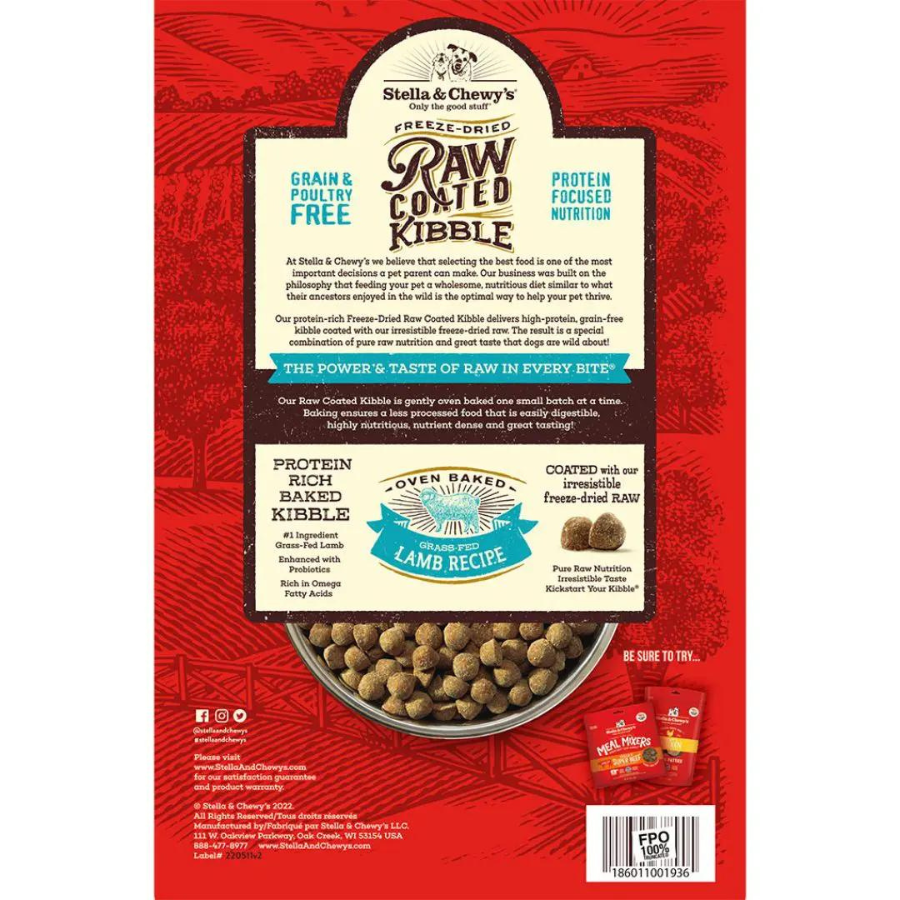Stella & Chewy's Grass-Fed Lamb Recipe Raw Coated Baked Kibble Dog Food - Mutts & Co.