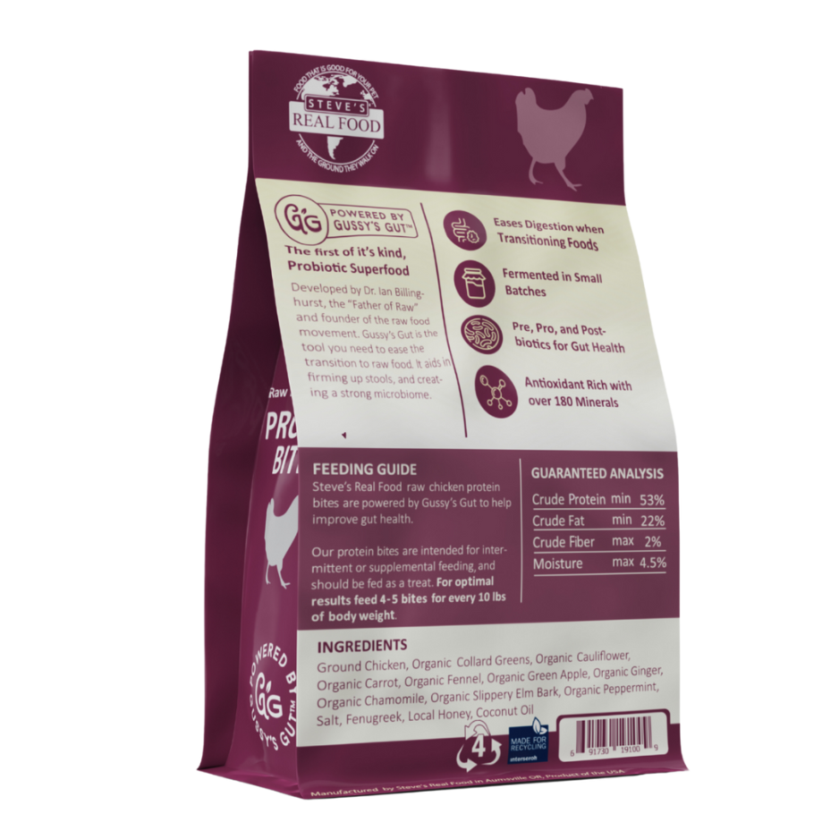Steve's Real Food Freeze Dried Gut Boosting Protein Treats Chicken for Dogs and Cats