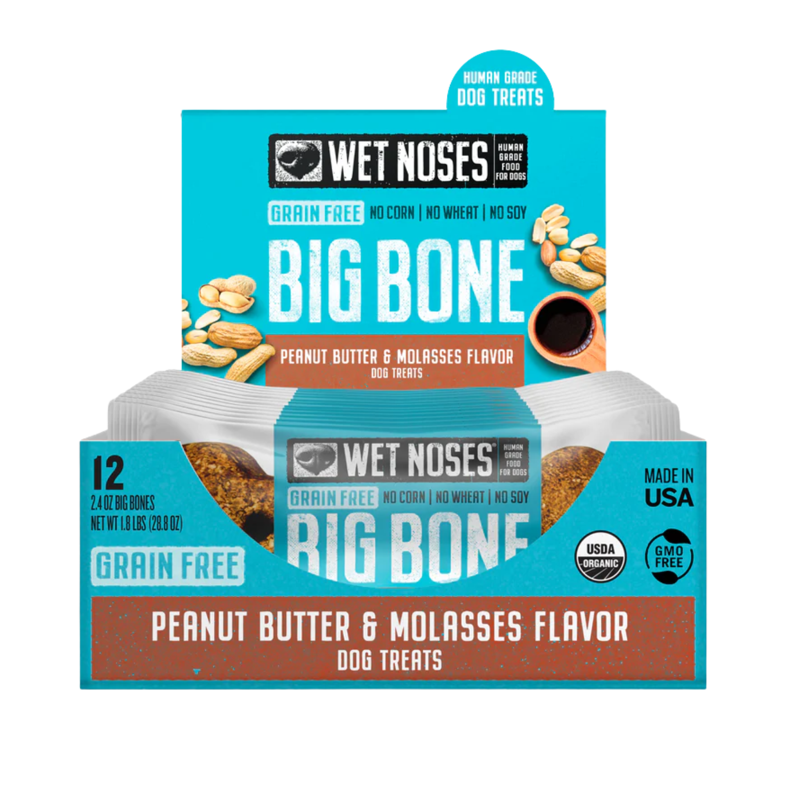 Wet Noses Moments Peanut Butter & Molasses Grain-Free Big Bones, Single, 2 oz