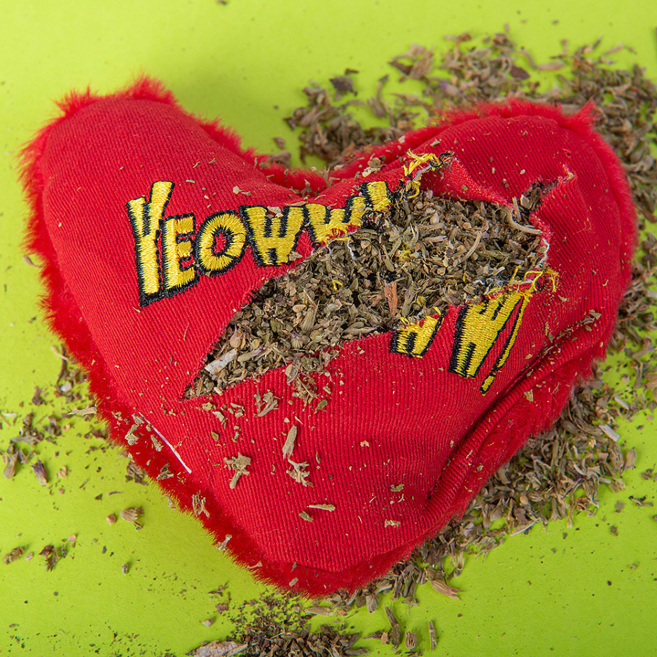 Yeowww! Hearrrt Attack Happy Kitty Catnip Filled Cat Toy