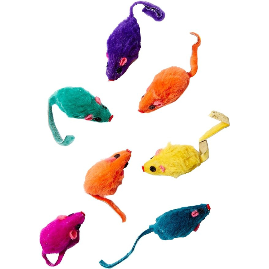 Zanies Rainbow Mice Cheese Wedge Cat Toy Assorted