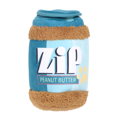 ZippyPaws Bungee Burrow Peanut Butter Jar Plush Dog Toy