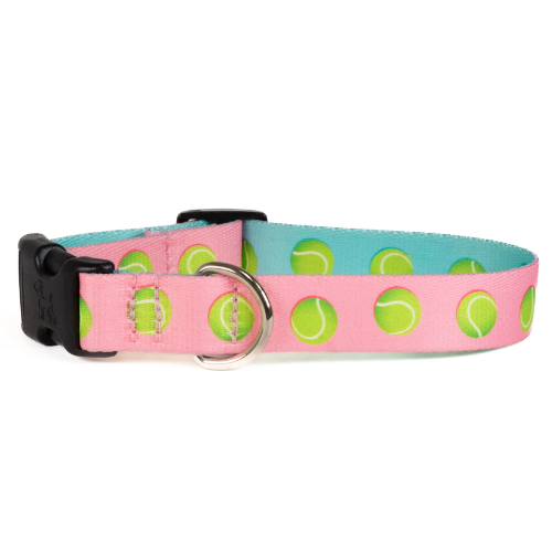 Up Country Tennis Balls Printed Dog Collar Pink