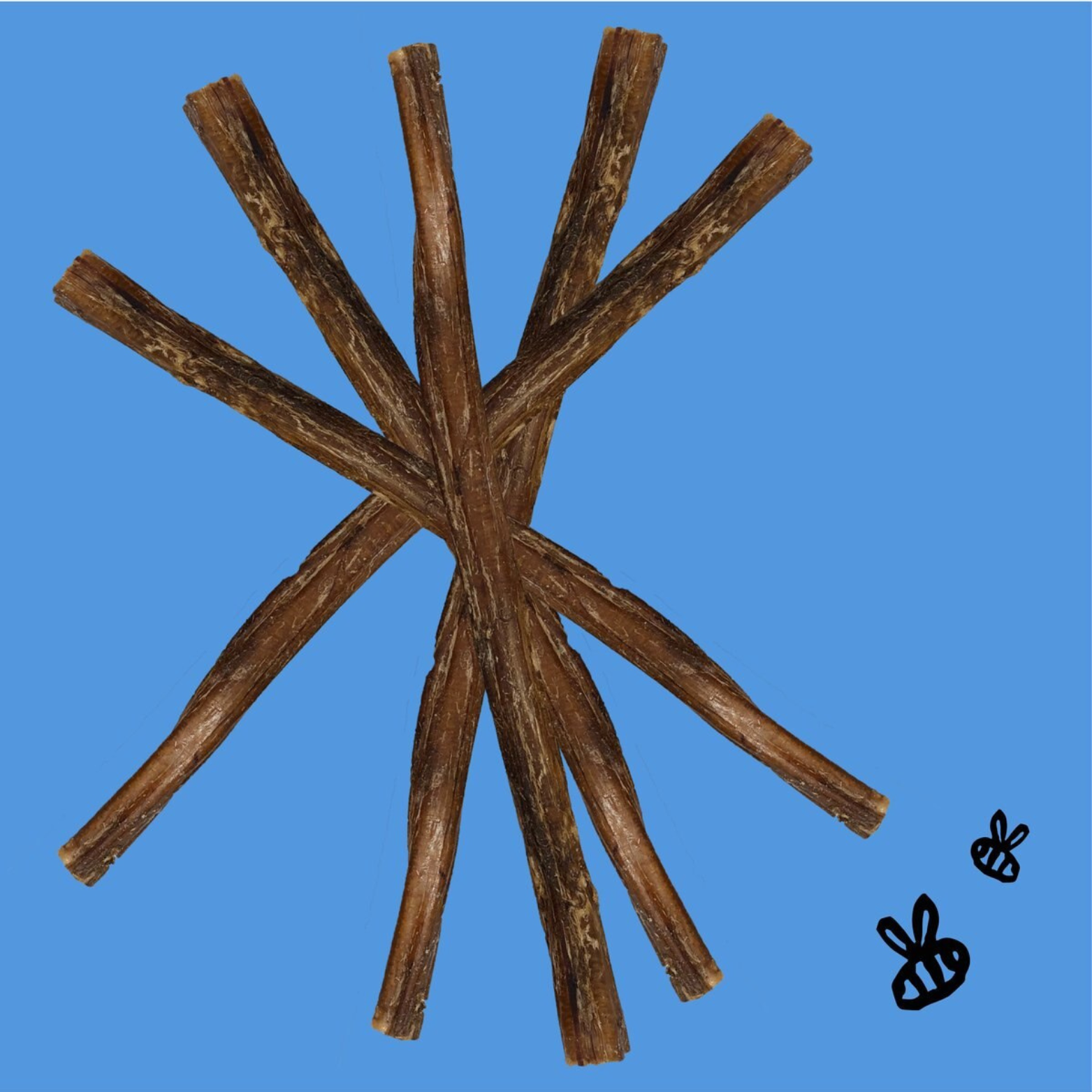 Honey I'm Home 12" Buffalo Bully Sticks Natural Honey Coated Chews Grain-Free Dog Treats 5 pk