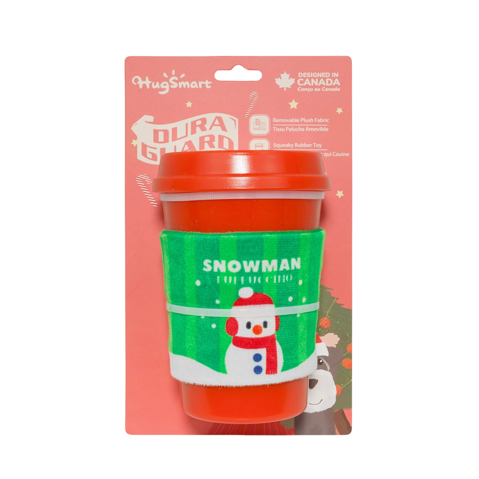 Hugsmart Pet Happy Woofmas Snowman Puppuccino Rubber Dog Toy