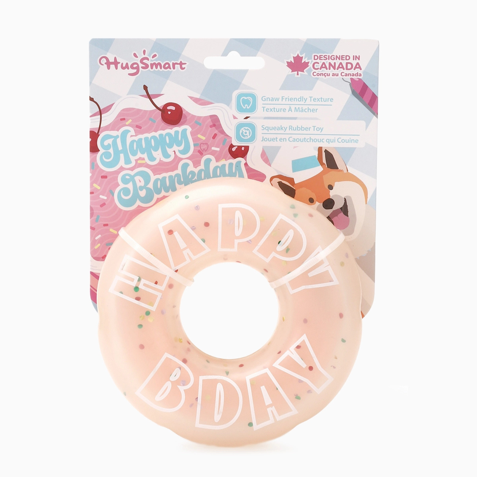 Hugsmart Pet Yappy Birthday Donut Rubber Dog Toy