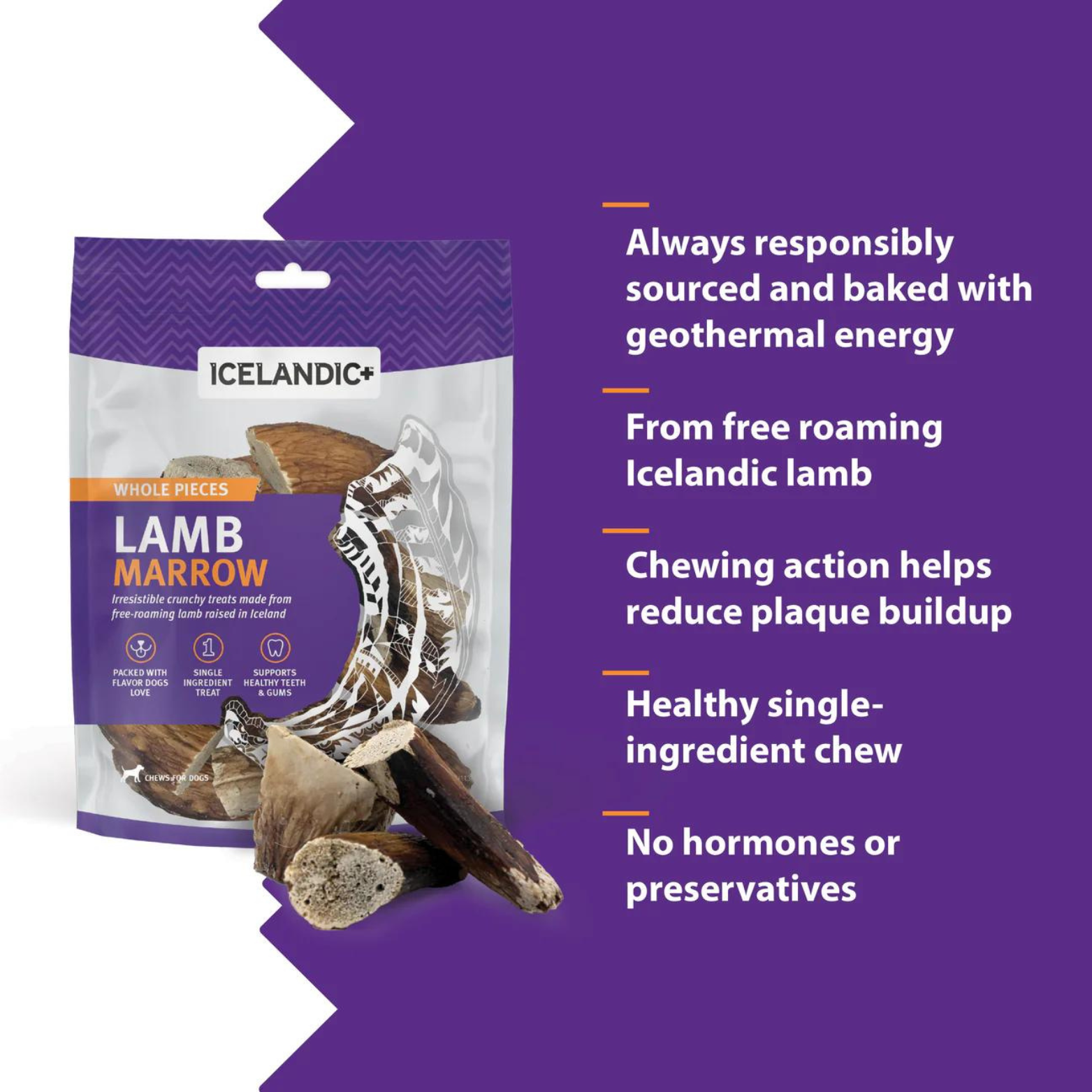 Icelandic+ Lamb Marrow Whole Pieces Dog Treats, 4 oz