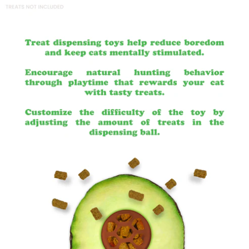 Meowijuana Knock 'n' Nibble Refillable Treat Dispenser Avocado Cat Toy