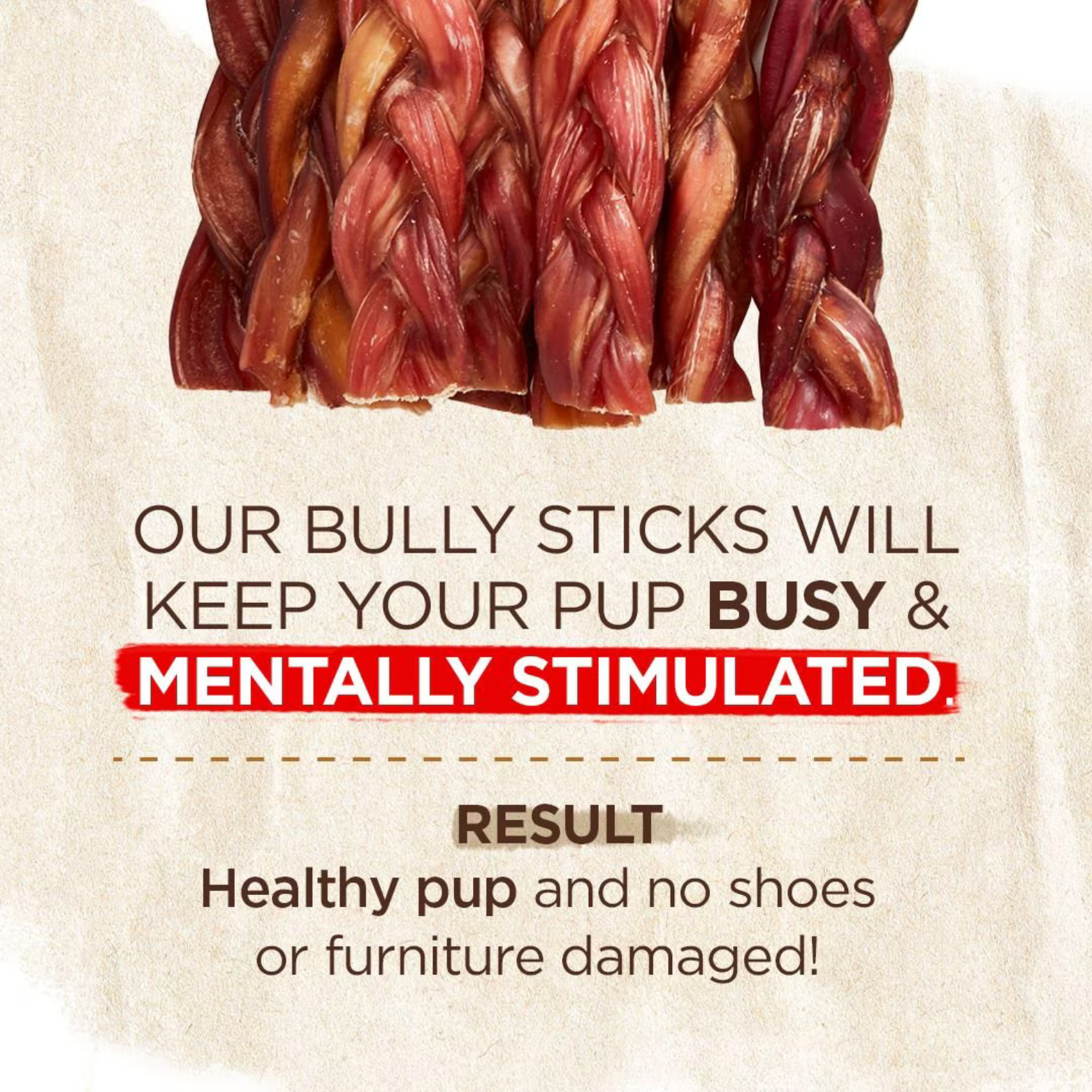 Natural Farm Odor Free Braided Bully Stick 6"