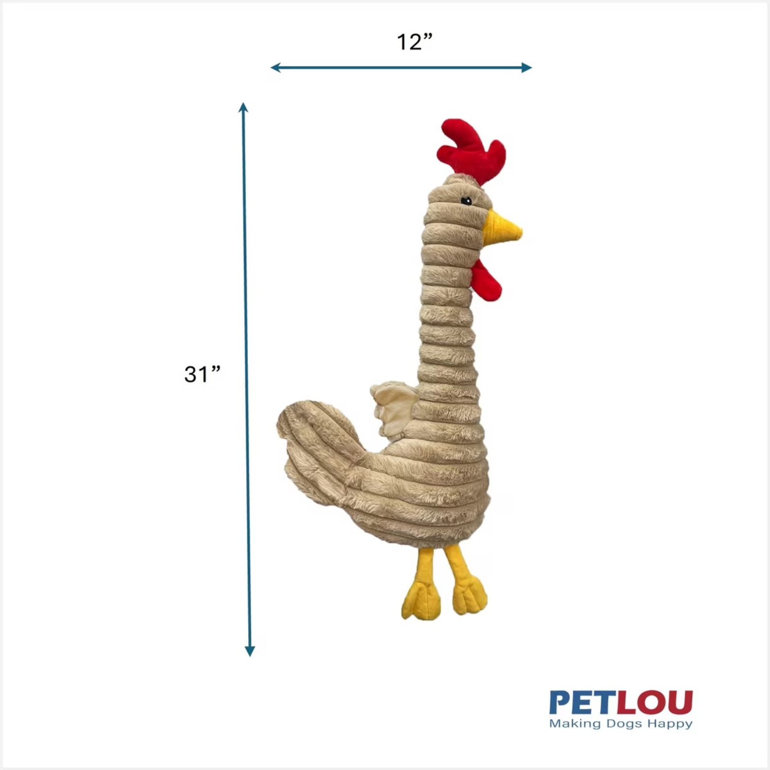 Petlou Farm Friends Rooster Dog Toy 31"